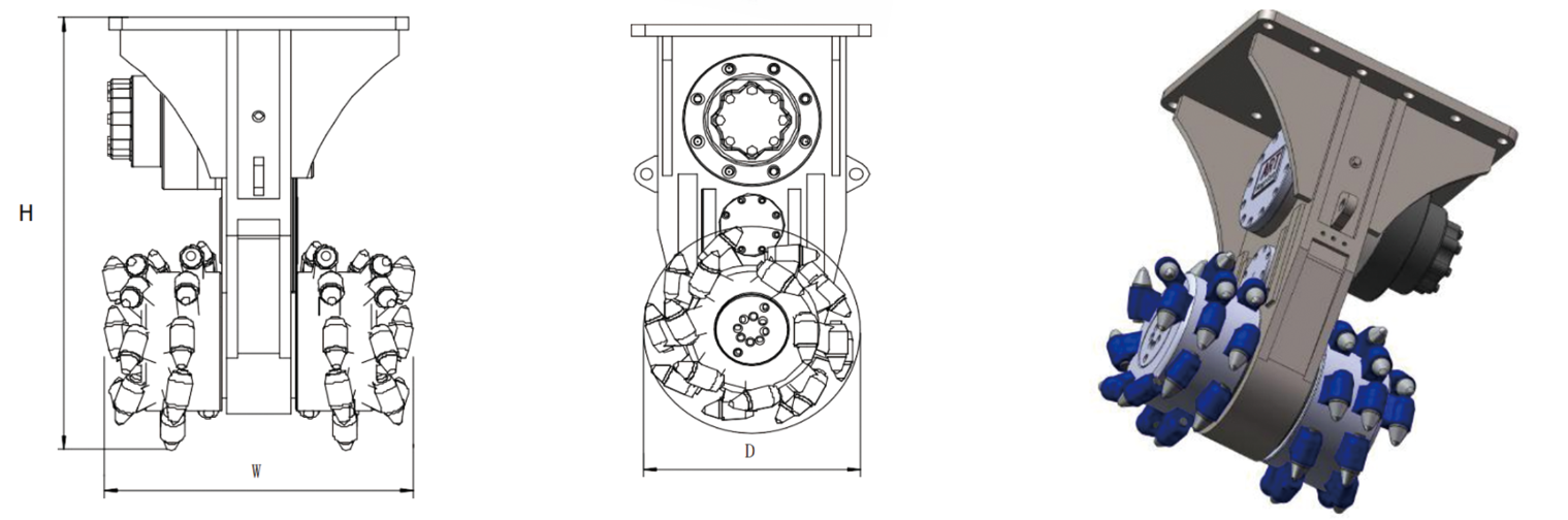 Hydraulic Trenching Rotary Drum Cutters for Excavators