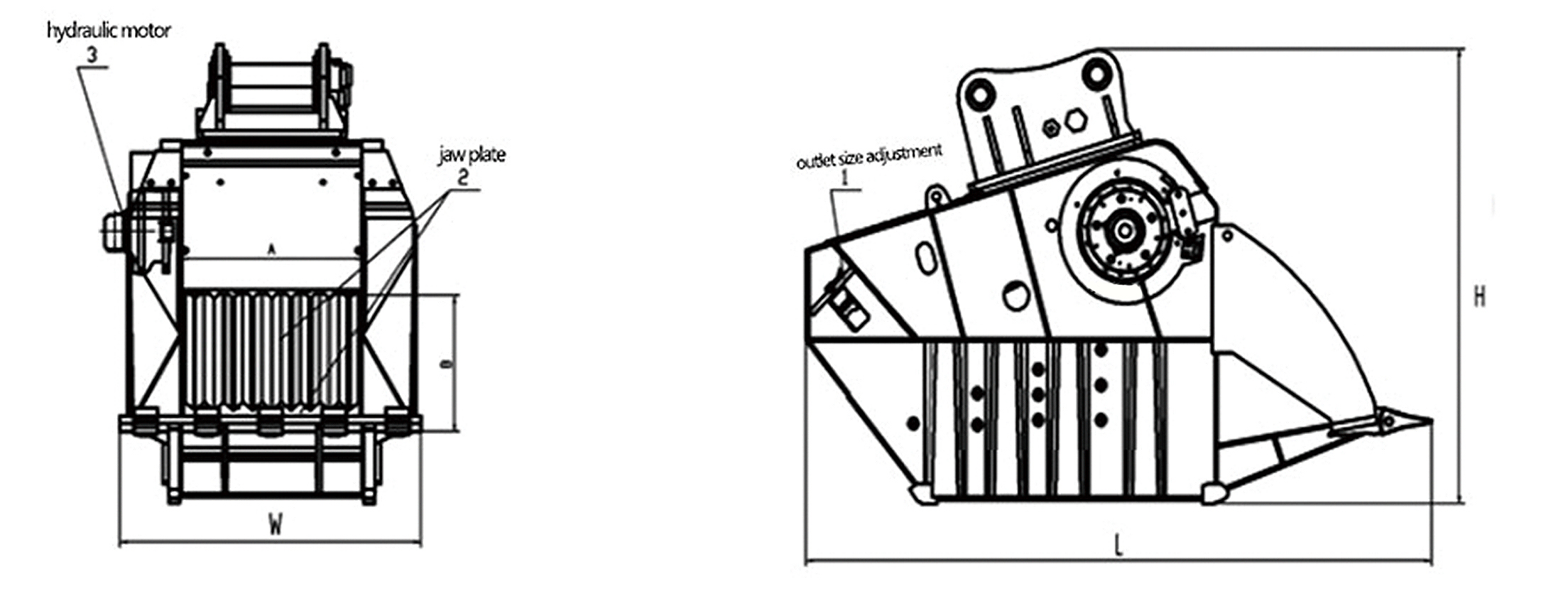 crushing stone bucket excavator bucket crusher bucket